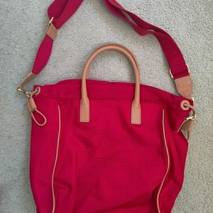 New Tory Burch Logo Crossbody Nylon/Leather Bag